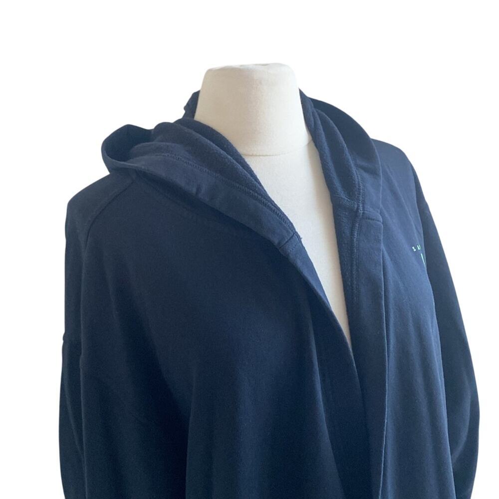 SAVAGE FENTY Hooded Robe Womens Sz Medium Black Sweat Robe Open Front Loungewear - Picture 2 of 8
